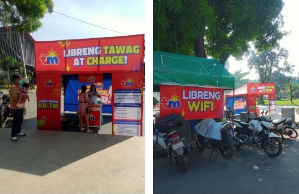 Libreng tawag at charge station and Libreng WiFi station.