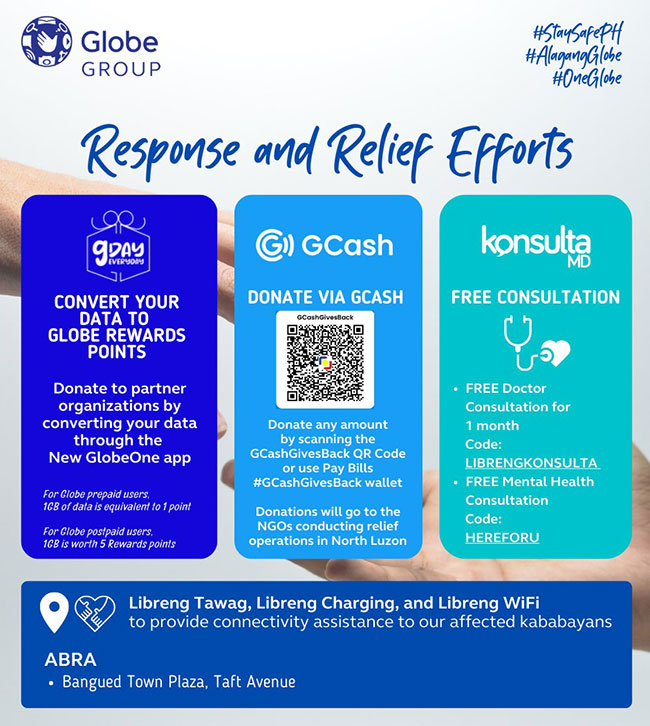 Globe Group response and relief efforts.