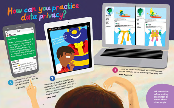 One of the contents of Safe Space: A Kidâs Guide to Data Privacy book.