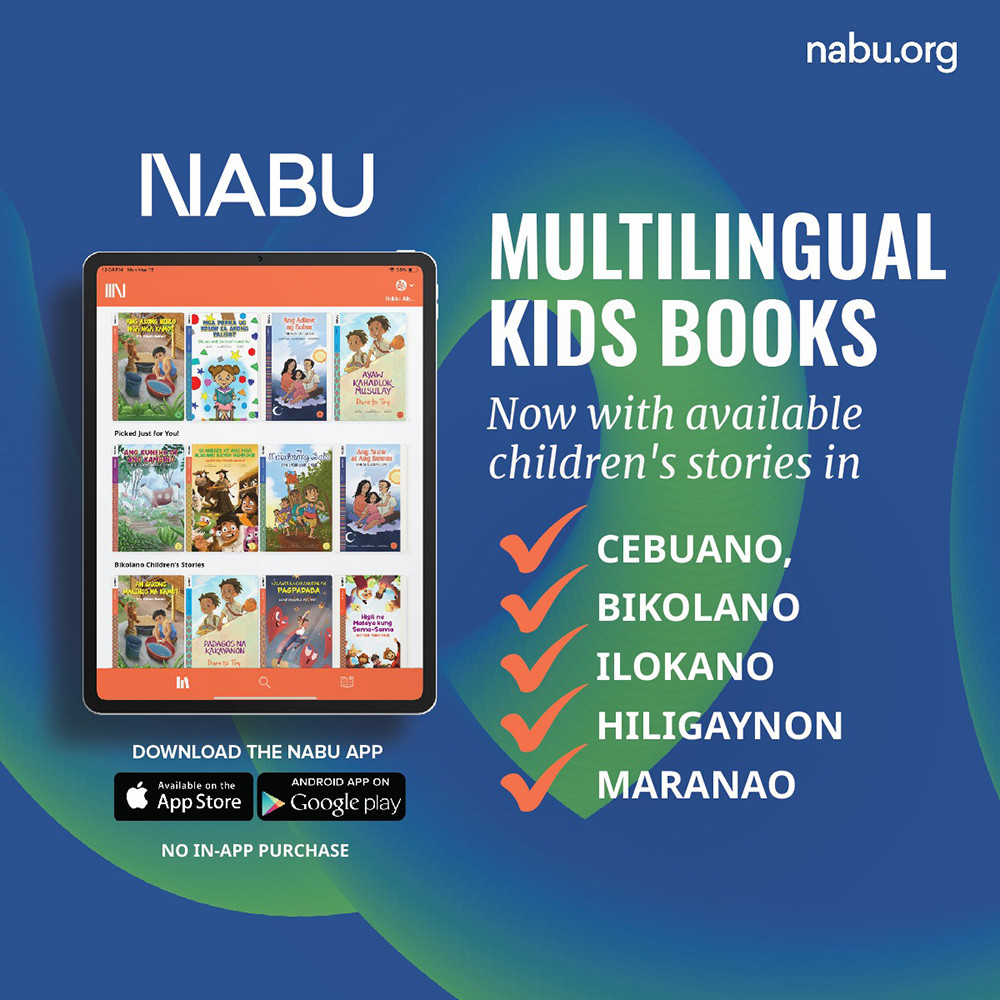 A promotional graphic for the NABU Multilingual Kids Books.