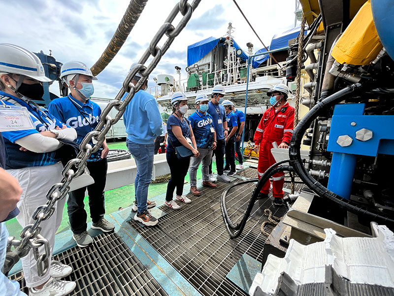 The Globe team aboard NTT WE Marineâs cable ship Subaru