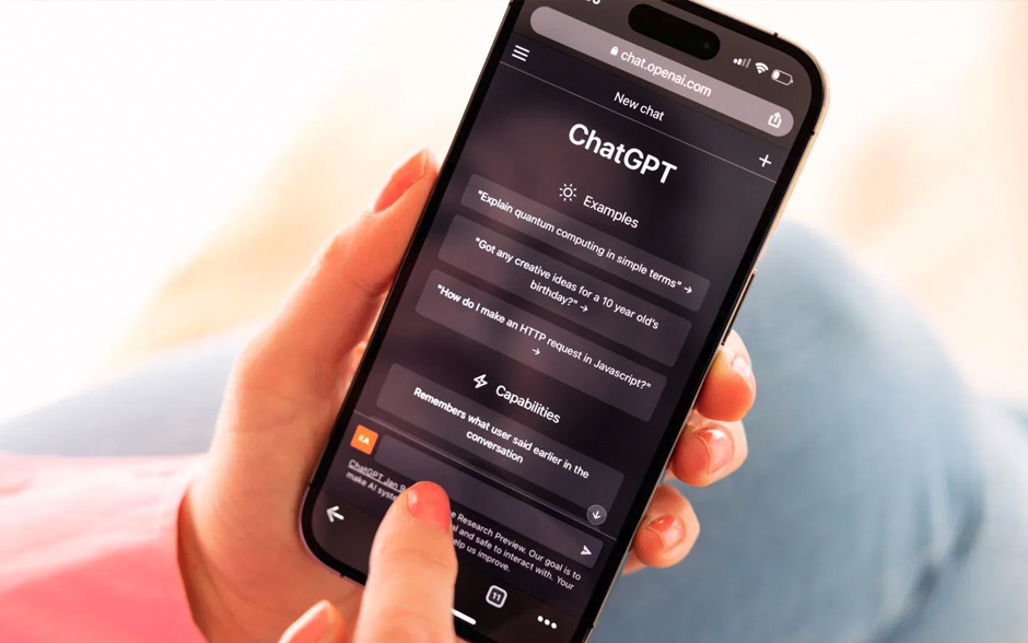 The home screen of ChatGPT, an AI chatbot developed by OpenAI, displayed on a phone.