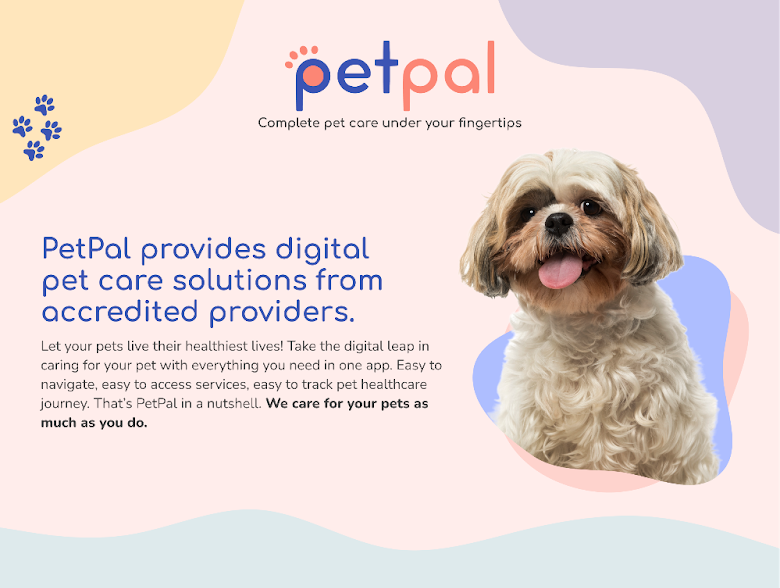 An advertisement for the PetPal app, featuring descriptive text about digital pet care solutions.