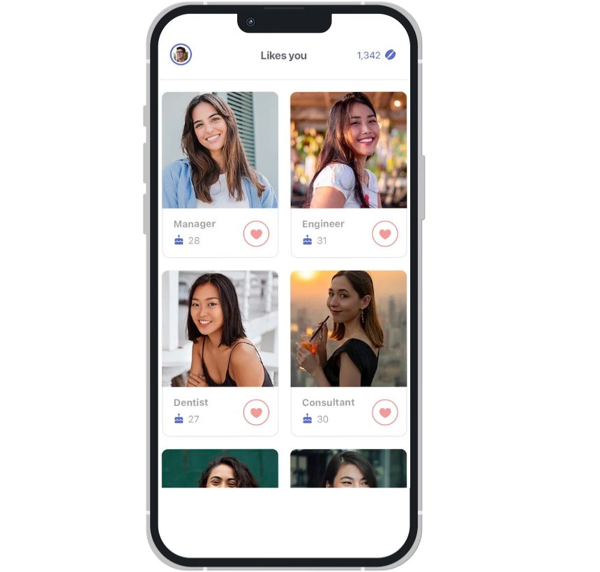 Photo of the Coffee Meets Bagel app's UI.