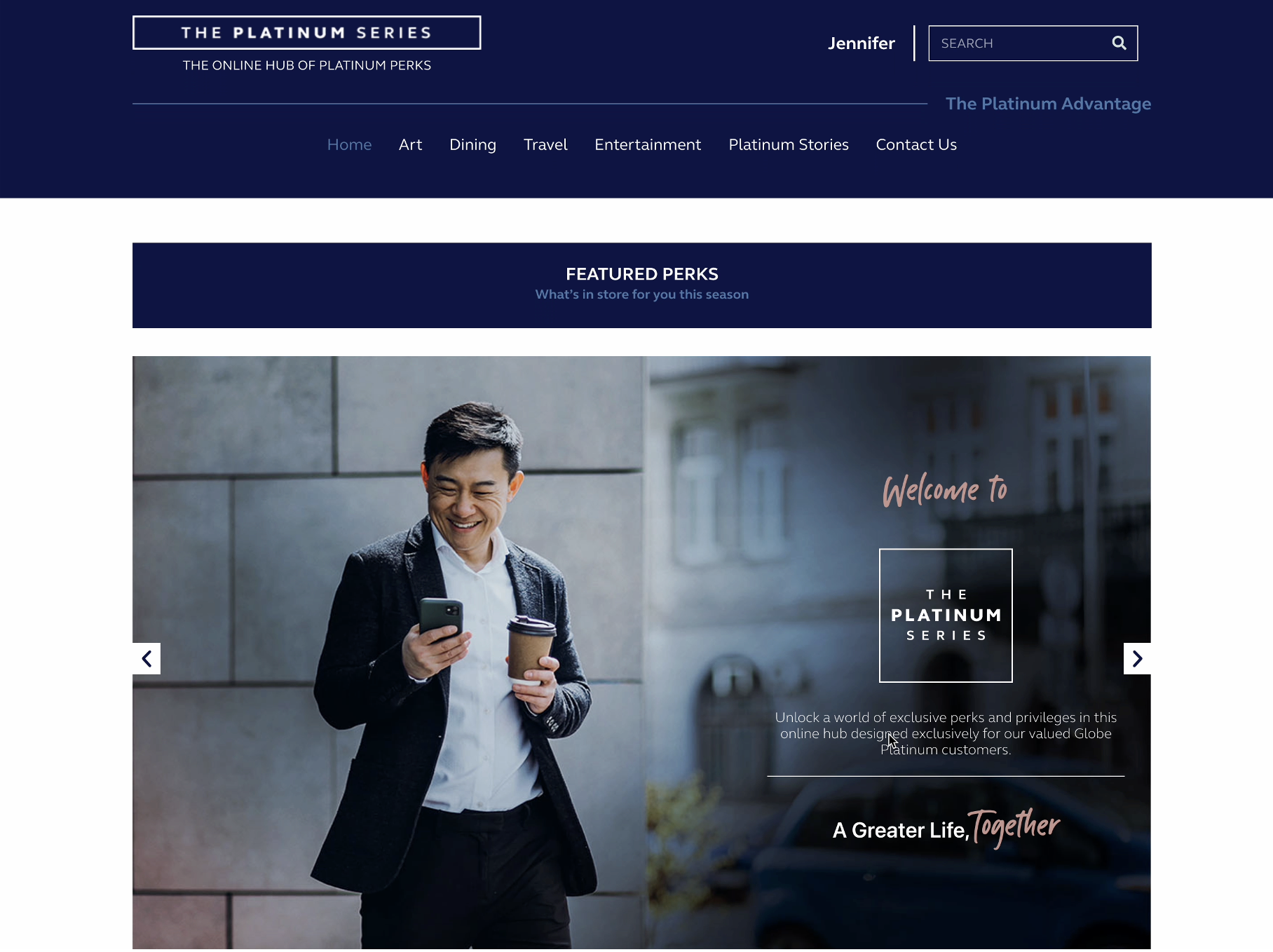 screenshot of The Platinum Series Online Hub homepage.