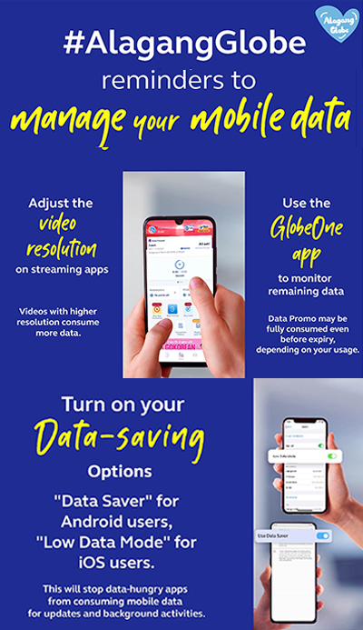 Alagang Globe Reminders to Manage Data.