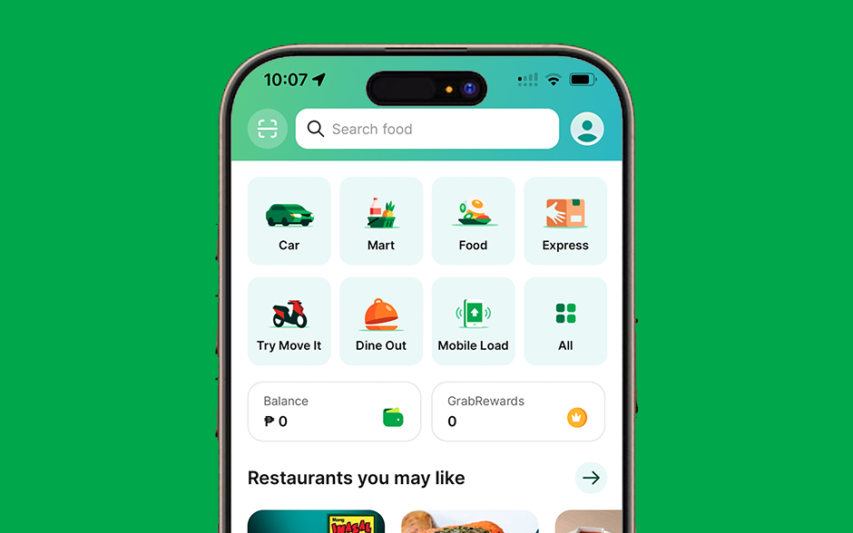 Photo of Grab app UI.
