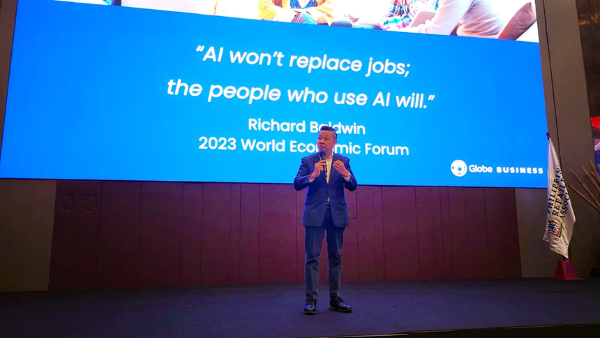Globe Business AVP for People and Culture Excellence Berns Bernardo at the PRA 3rd Retail Leaders Summit.