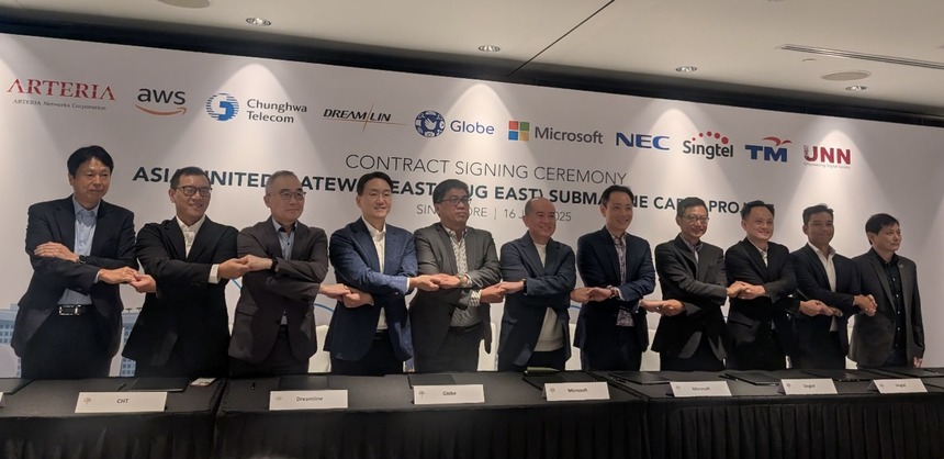 Telco companies representatives at the Asia United Gateway (AUG) East Submarine Cable Project contract signing.