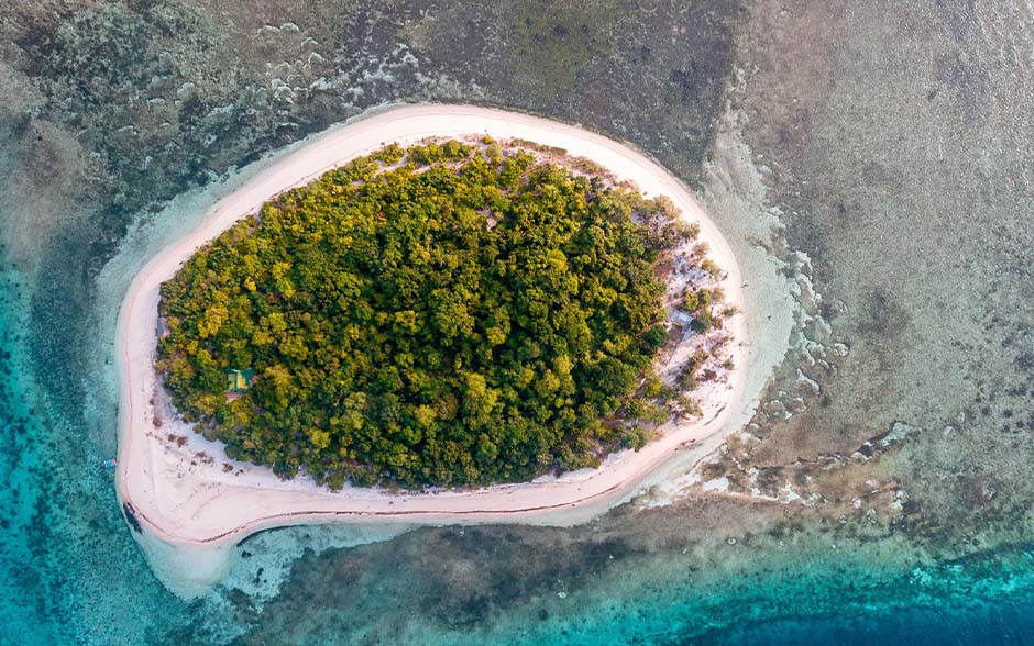 Aerial view of Mantigue Island Nature Park.