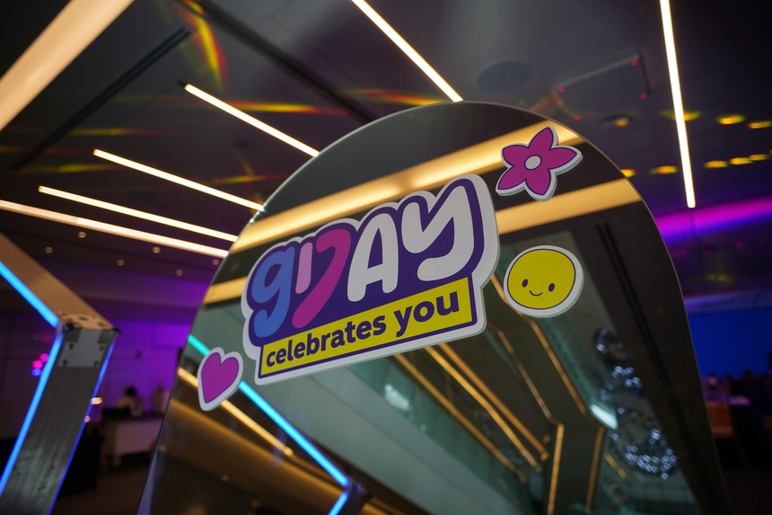 GDay celebrates you sticker on the mirror.
