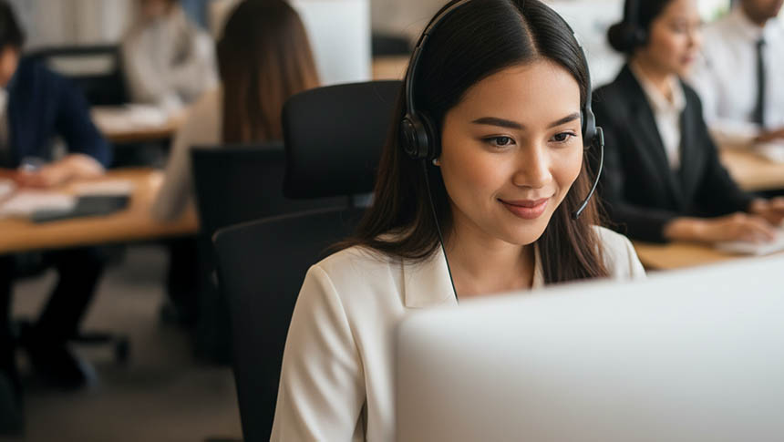 A female professional using her laptop for work.