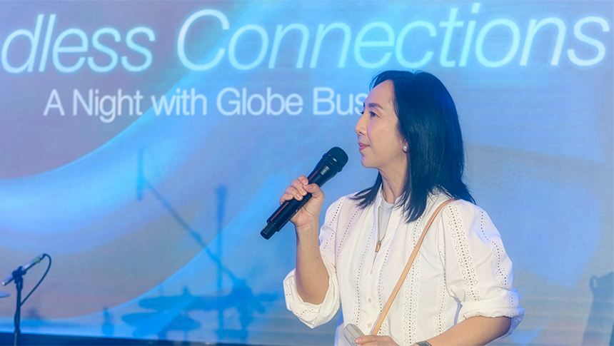 KD Dizon speaks during the Globe Business Wholesale Partners' Night in Asian Carrier Conference 2024.