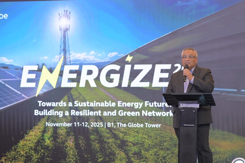 Globe President and CEO Carl Cruz speaks at the Energize 2025 Summit.