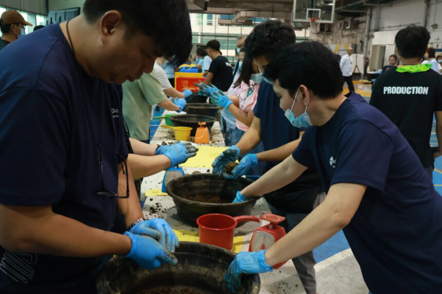 Globe volunteers participating in a hands-on community project.