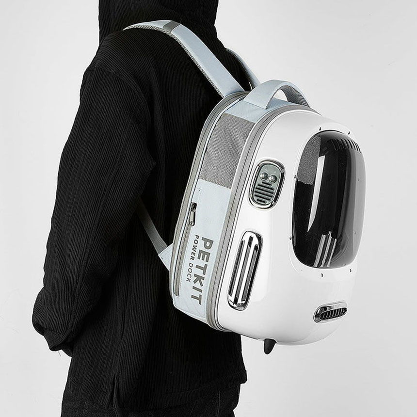 PETKIT Breezy 2 backpack pet carrier with built-in fan and tinted viewing window.