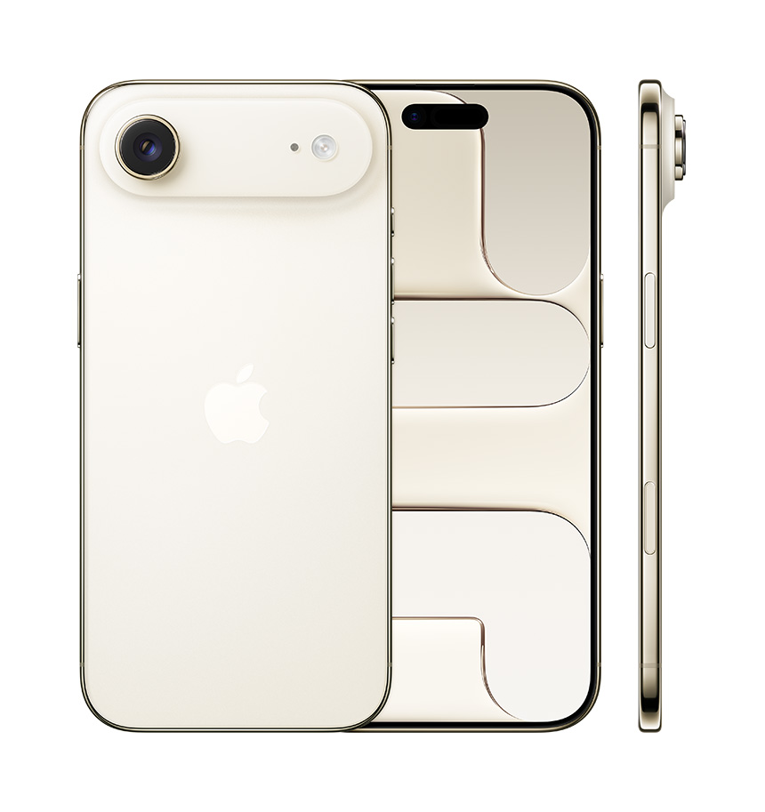 The iPhone Air displayed from the front and back, showcasing its sleek design and rear camera setup.