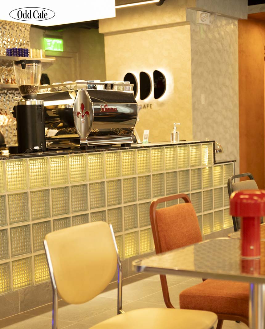  A warm cafe interior with a coffee counter and seating, offering a relaxed space where pet owners can unwind with their pets nearby.