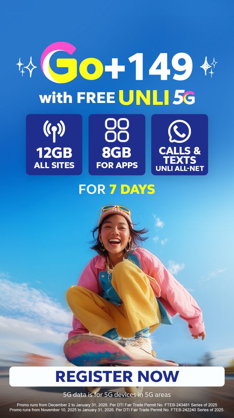 Globe Prepaid Go+149 with free unli 5G.