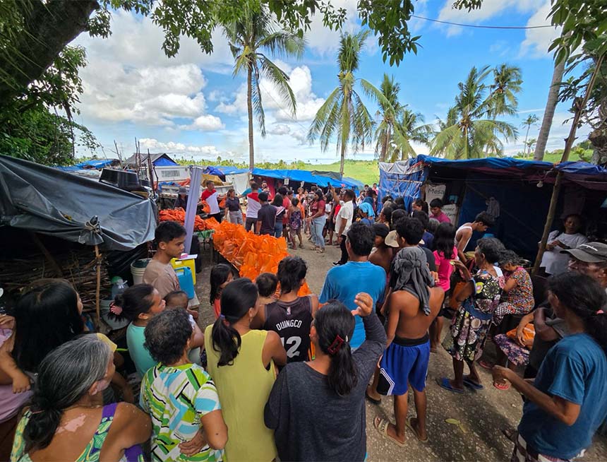 Distribution of noche buena packages and Go Bags to families displaced by the Northern Cebu earthquake in Brgy. Binabag, Bogo City.