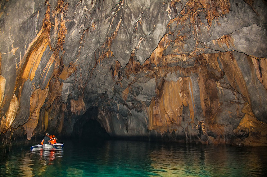 A boat tour on the Underground River in Palawan.