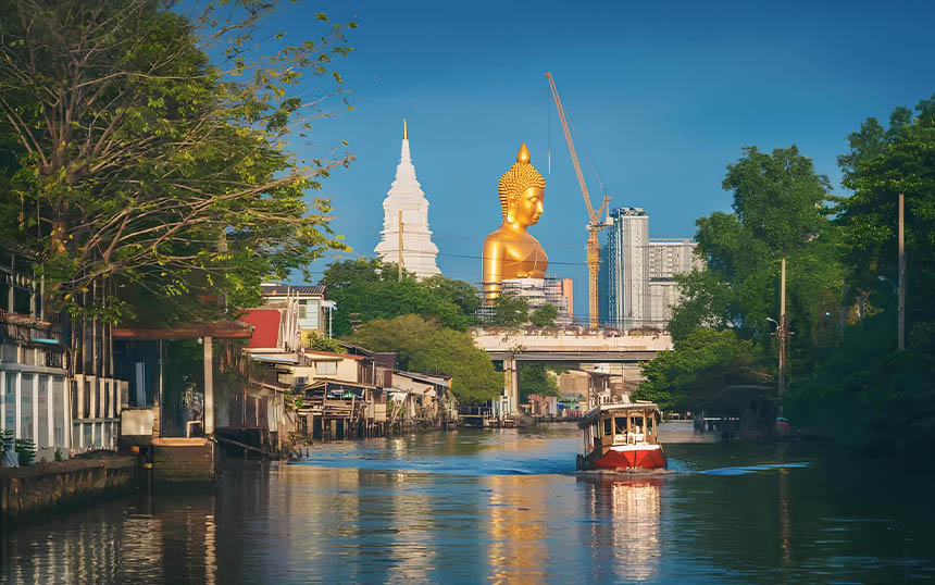 River canal cruise in Bangkok, Thailand.