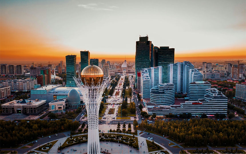 Skyline of Astana city in Kazakhstan.