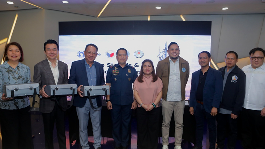 Globe executives turnover of  IMSI catcher detectors to NTC, CICC, and PNP-CIDG officials.