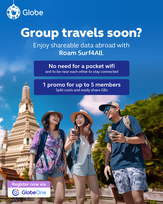 Globe Roam Surf4All promotional banner showing families and friends traveling together.