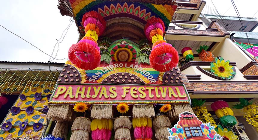 Pahiyas Festival house decorations made of kiping and harvest produce in Lucban.