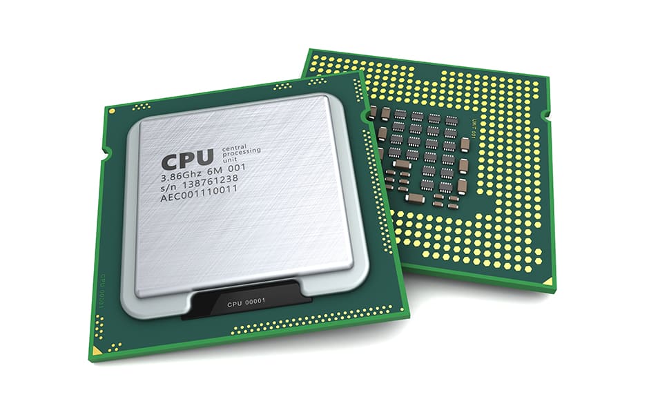 Product photo of a CPU.