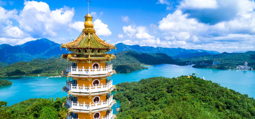 The Ci'en Pagoda at Sun Moon Lake in Nantou, Taiwan.