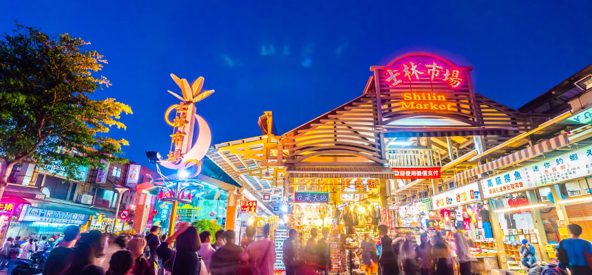 Shilin Night Market in Taipei, Taiwan.