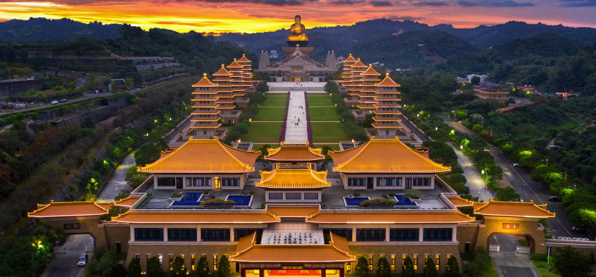 Aerial view of Fo Guang Shan Buddha Museum.