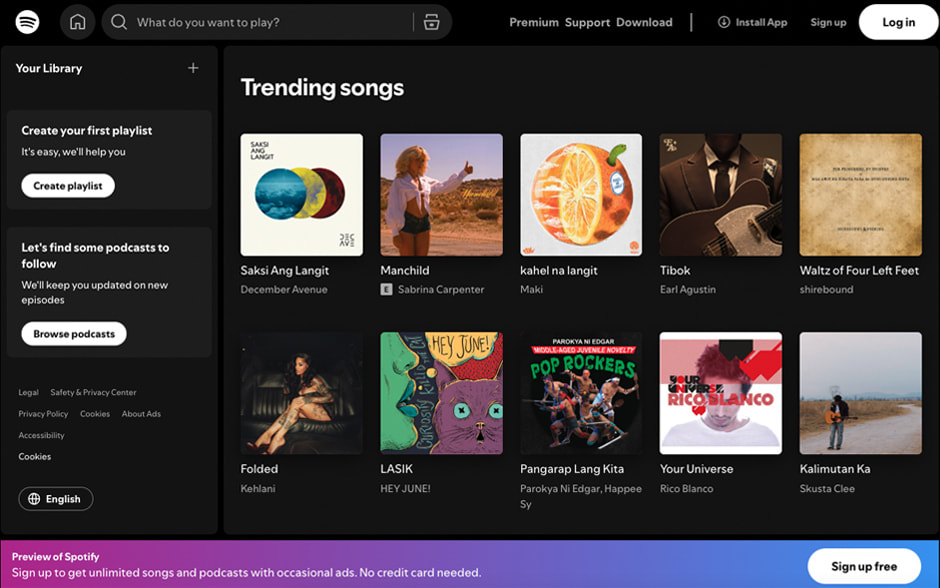 Photo of Spotify Website's UI.