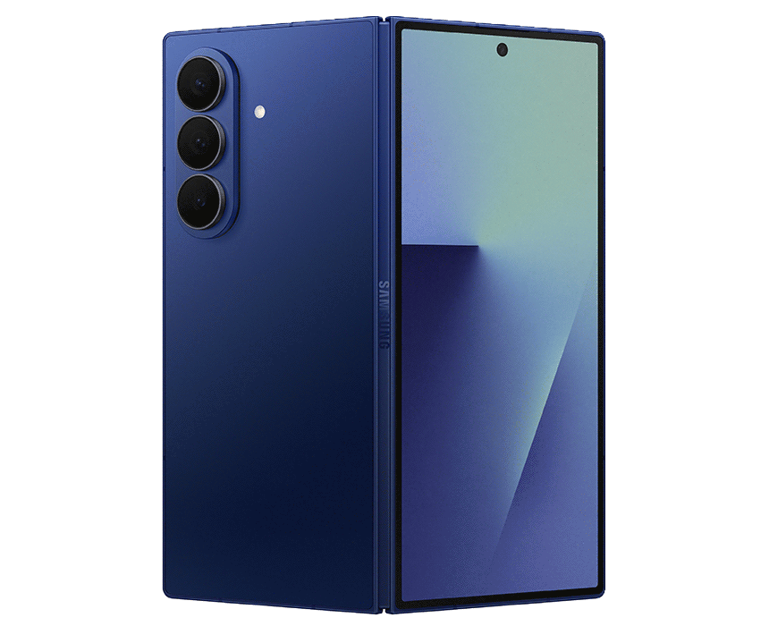 Front and back view of the Samsung Galaxy Z Fold7, showcasing its modern design and advanced features.