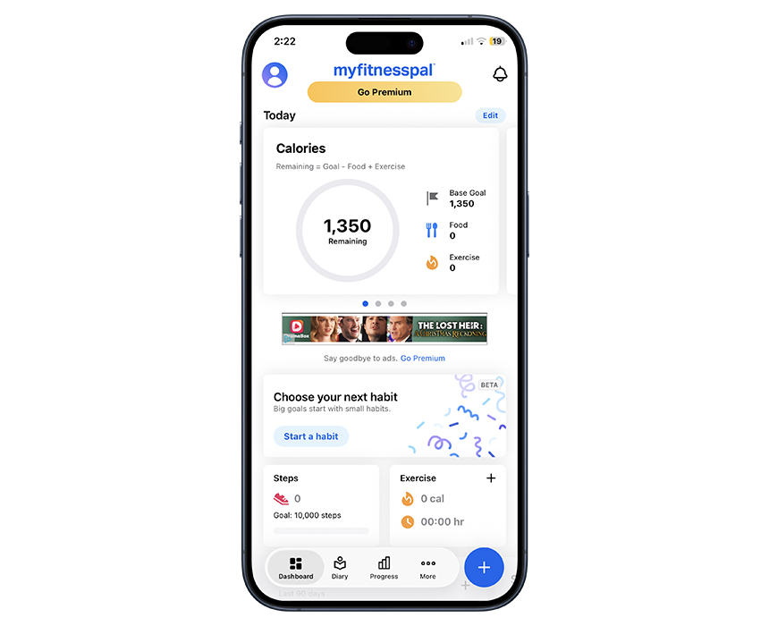 MyFitnessPal app user interface.