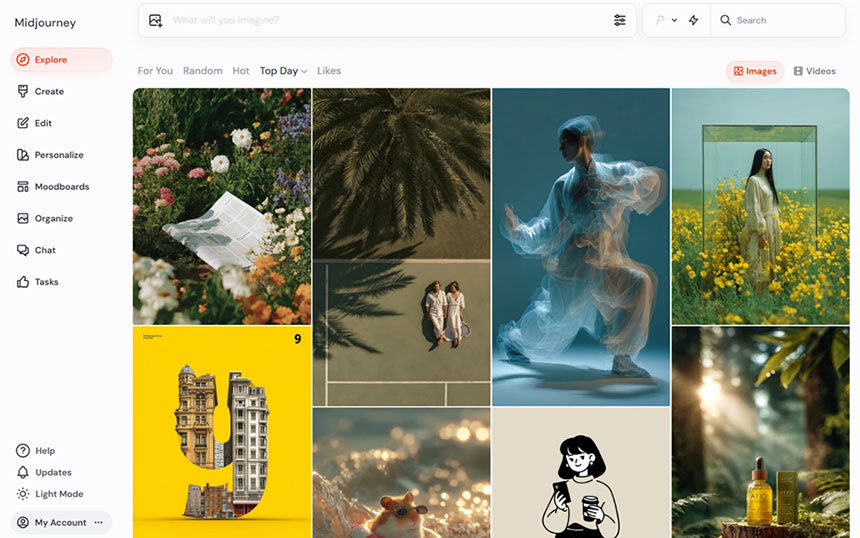 Photo of Midjourney's user interface.