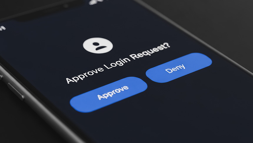 A smartphone screen showing a two-factor authentication prompt that reads "Approve Login Request?"