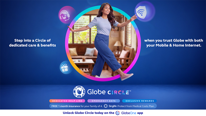 Globe Circle rewards program promotional banner.