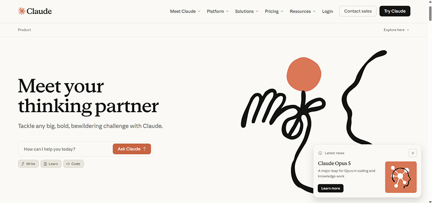 Claude interface showing AI tools for document analysis and writing assistance.