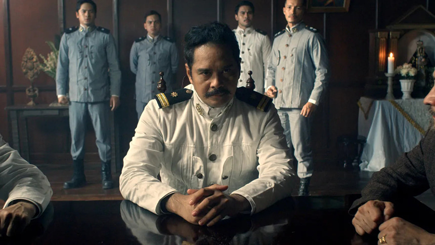 General Antonio Luna in council with Philippine Revolutionary Army officers in Heneral Luna.