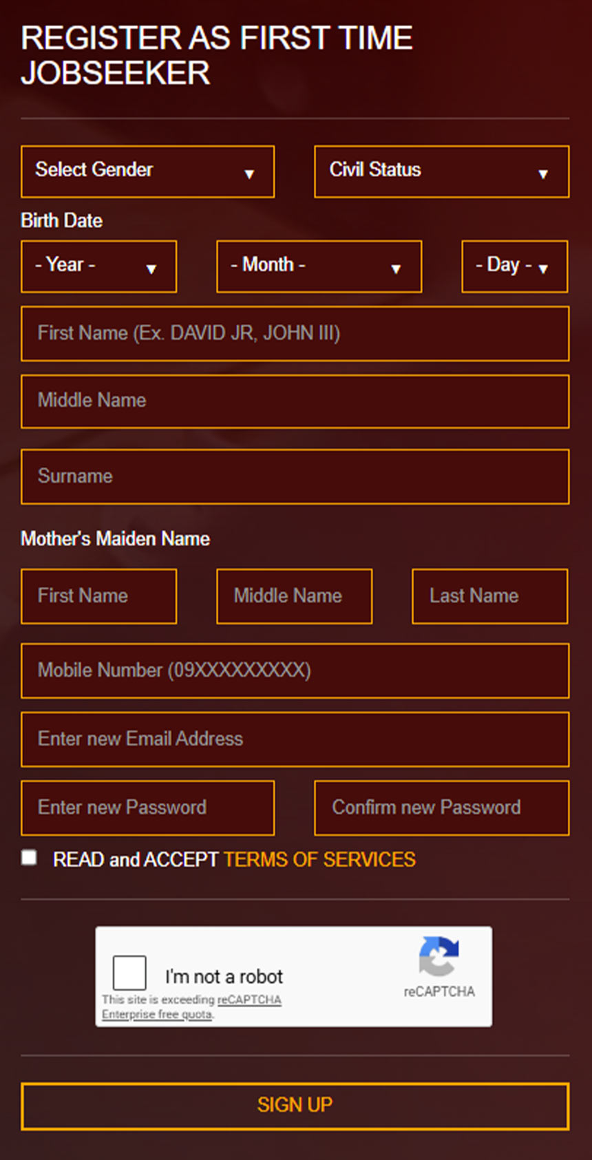 Screenshot of NBI Clearance eServices for first-time jobseekers.