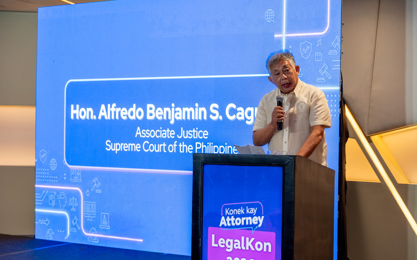 Justice Caguioa during the Koney kay Attorney, LegalKon launch.